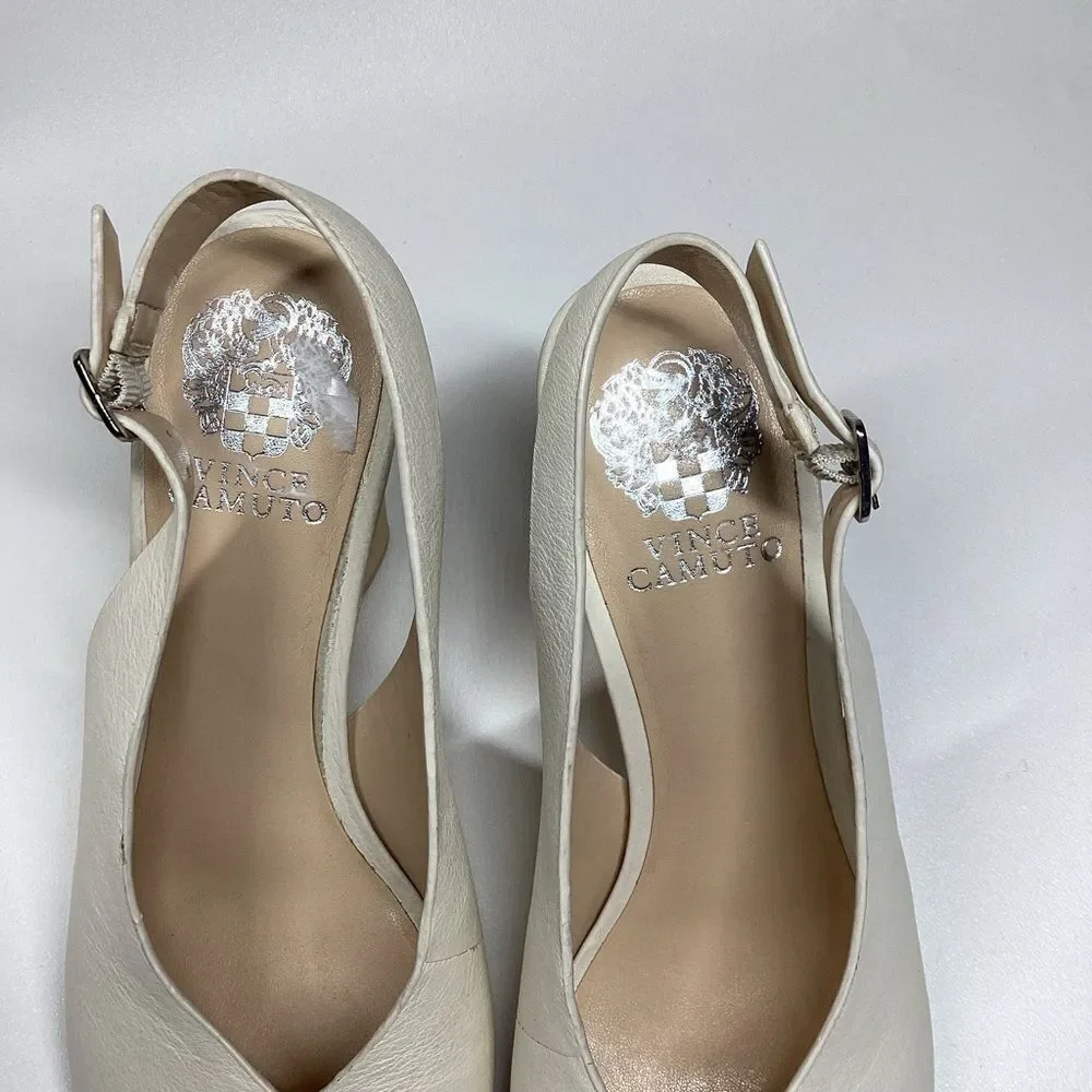Vince camuto Ivory Cream drenal peep toe sling back sandal size 9.5 - Picture 3 of 10